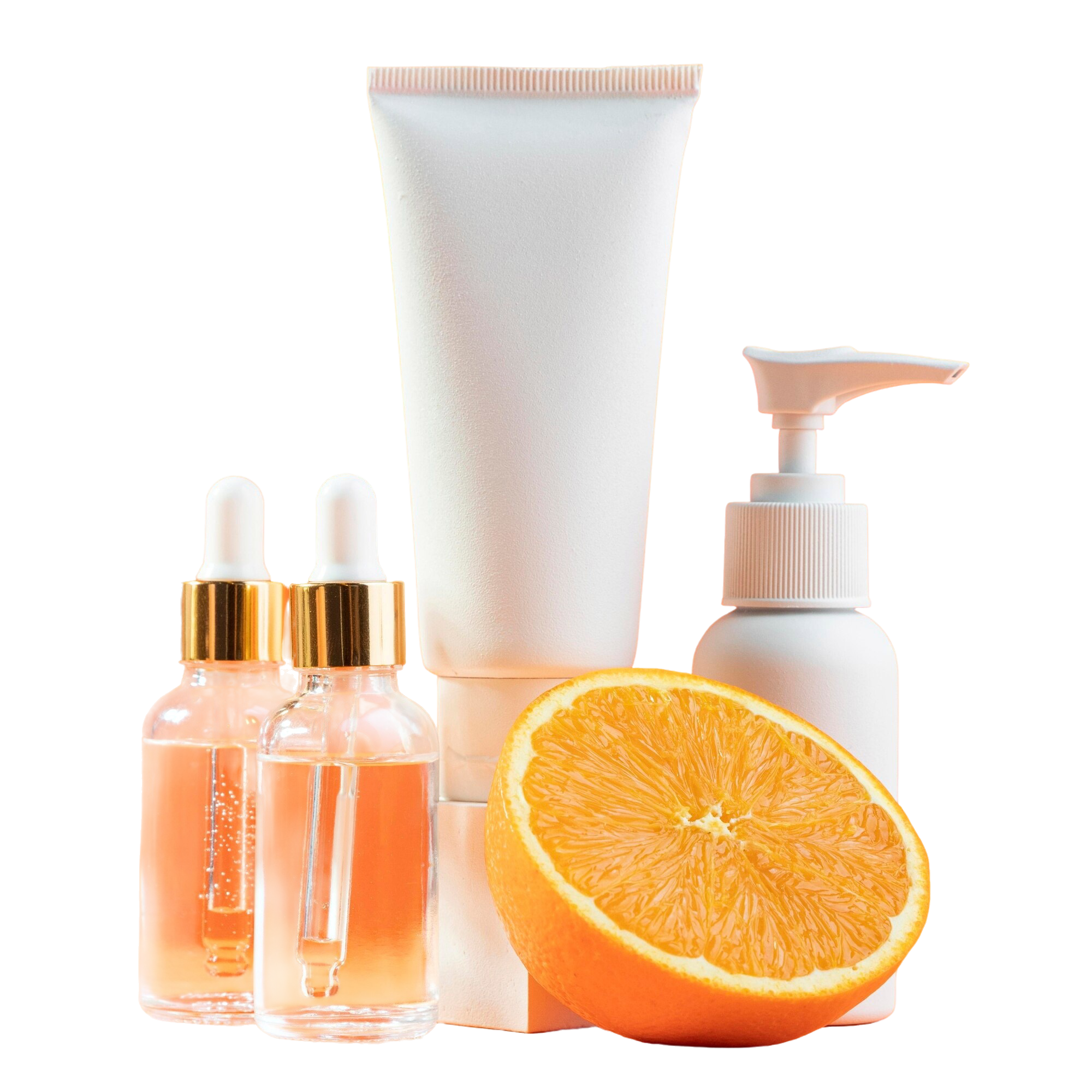White cream containers with orange theme